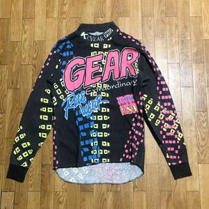 90s unknown GEAR RACE WEAR モトクロス プリント Tシャツ 長袖 黒 Mサイズ 古着 エルボーパッチ