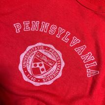 80s USA製 ラグラン スウェット Pennsylvania University 赤 Mサイズ 古着 ヴィンテージ アクリル カレッジ_画像3