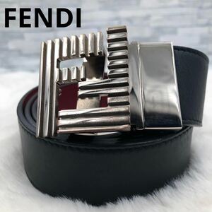 FENDI フェンディ メンズ ベルト FF ズッカ オールレザー リバーシブル ブラック 黒 レッド 赤 回転式バックル ビジネス 通勤 通学