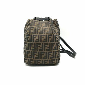 1円 良品 FENDI フェンディ ズッカ キャンバス×レザー 巾着 ワン ショルダー バッグ a1797