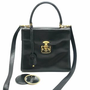 1円 良品 GUCCI グッチ レザー レディロック 2WAY ハンド ショルダー バッグ ブラック a1863