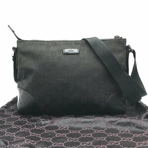 1円 良品 GUCCI グッチ GGキャンバス ショルダー バッグ ブラック k1333