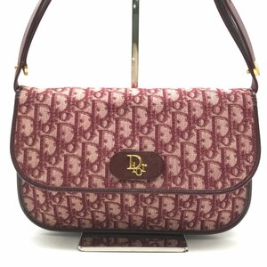 Christian Dior ディオール トロッター キャンバス ショルダー バッグ レッド 良品 gk647