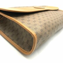 １円 外観美品 GUCCI グッチ マイクロシマ ロゴ 2WAY クラッチ チェーン ショルダー バッグ キャメル a2149_画像4