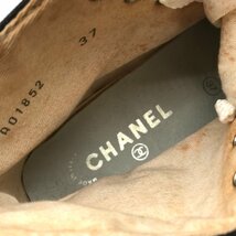 1円 CHANEL シャネル キャンバス ハイカット スニーカー ブラック サイズ 37 靴 k173_画像6