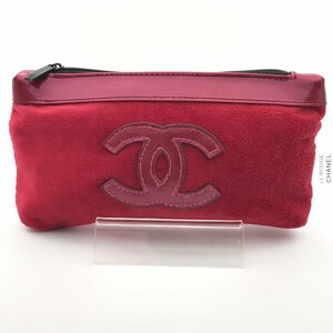 １円 美品 CHANEL シャネル ココマーク パイル コスメ ポーチ 小物入れ LE ROUGE ピンク k1372