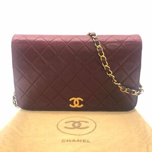 CHANEL シャネル ココマーク マトラッセ プッシュロック チェーン ショルダー バッグ ボルドー 良品 m12789