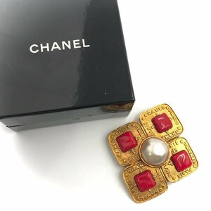 1円 美品 CHANEL シャネル グリポア パール クローバー ヴィンテージ ゴールド ブローチ a2190