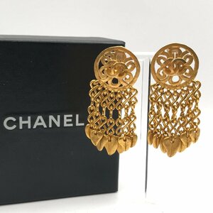 １円 美品 CHANEL シャネル ココマーク フリンジ ヴィンテージ イヤリング ゴールド 95P a2316