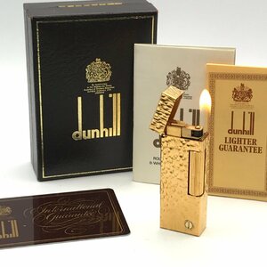 1円 美品 dunhill ダンヒル ガスライター 彫刻 ゴールド 煙草グッズ 喫煙具 着火良好 a1525