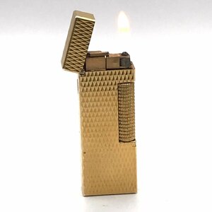 1円 良品 dunhill ダンヒル ガスライター ダイヤカット ゴールド 煙草グッズ 喫煙具 着火良好 a2097