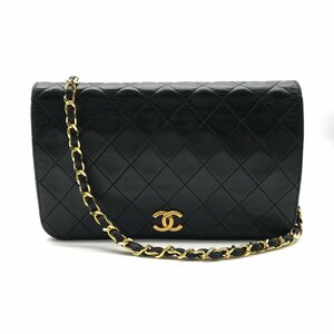 CHANEL シャネル ココマーク マトラッセ ラムスキン プッシュロック フルフラップ チェーン ショルダー バッグ ブラック a1933