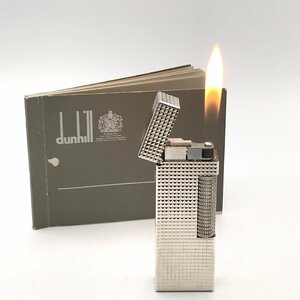 １円 美品 dunhill ダンヒル ローラー ガスライター ダイヤカット 総柄 シルバー 着火良好 a2085