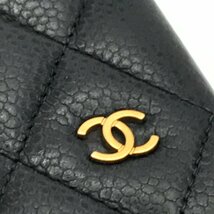 CHANEL シャネル ココマーク キャビアスキン マトラッセ スマホ ケース チェーン ブラック 良品 a2048_画像6