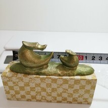 鋳物文鎮 干支文鎮 青金 親子龍 辰 12cm 263ｇ 未使用品 [書道具 文鎮 鉄工芸 伝統工芸品 鋳鉄 鋳物工芸品 龍 竜]_画像6