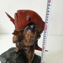 鯛背負い恵比寿 鋳鉄像 置物 高さ37cm 6.4kg [和風置物 彫刻 オブジェ 恵比寿様 鉄製 商売繁盛 縁起物 七福神 鯛]_画像7