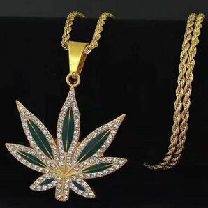 訳あり マリファナネックレス 大麻 メンズ シルバー ゴールド ジルコニア　新品