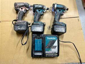 3点セット 中古品 マキタMakita 14.4V インパクトドライバ TD136D 2本 TD133D 1本 充電器DC18RC バッテリー3個通電動作確認済み倉庫保管品