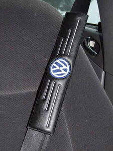  free shipping *VOLKS WAGEN Volkswagen. with logo * emblem . seat belt cover pad * compound leather ( imitation leather )* BVLGARY a made * limited commodity **