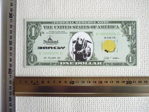  free shipping * Bank si-Banksy 1 dollar * genuine work guarantee * canvas cloth * autograph equipped *Dismalandtizma Land C16