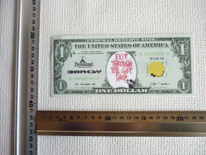  free shipping * Bank si-Banksy 1 dollar * genuine work guarantee * canvas cloth * autograph equipped *Dismalandtizma Land C20