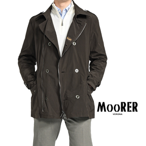 春夏 新入荷 新品 ムーレー MOORER CLAM-GENERICA 8Bダブル トレンチコート ジャケット ライトアウター ダークブラウン 398525