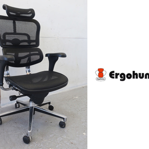 ■P870■エルゴヒューマンベーシック■Ergohuman■ブラック/黒■メッシュバック■ランバーサポート■ヘッドレスト付/人間工学■10万の画像1