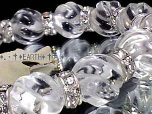 天然石★10ミリSライン螺旋彫水晶&銀ロンデル　数珠　送料無料　匿名発送