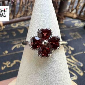 天然美しいハート型ガーネット 開口指輪