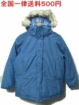 【即決/全国一律送料500円/良好】L.L.Bean GORE-TEX/ゴアテックス ファー付き ナイロン ダウンジャケット 水色 レディース M 古着_画像1