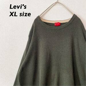  Levi's вязаный свитер одноцветный one отметка Logo для мужчин и женщин темно-зеленый цвет XL размер унисекс большой размер levi's хлопок 