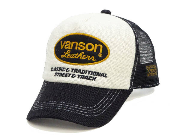 バンソン プリペラ メッシュキャップ VANSON 帽子 刺繍 オーバルロゴ VS23701S オフ×ブラック 新品