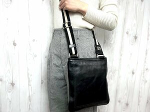 極美品 BALLY バリー ショルダーバッグ バッグ レザー×キャンバス 黒 メンズ 68199