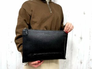 極美品 Ferragamo フェラガモ クラッチバッグ ハンドバッグ バッグ レザー×クロコダイル 黒 A4収納可 メンズ 68697