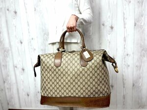 極美品 GUCCI グッチ オールドグッチ ヴィンテージ GGスプリーム ボストンバッグ ハンドバッグ バッグ レザー ベージュ A4可 メンズ 68944