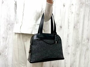 極美品 PRADA プラダ ハンドバッグ ショルダーバッグ バッグ キャンバス×レザー 黒 68801Y