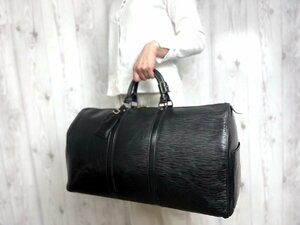 美品 LOUIS VUITTON ルイヴィトン エピ キーポル50 ノワール ボストンバッグ ハンドバッグ バッグ M42962 レザー A4可メンズ 68847