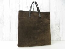 極美品 LOEWE ロエベ アナグラム トートバッグ ハンドバッグ バッグ スエード×レザー 茶 A4収納可 68273_画像3