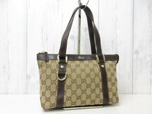 極美品 GUCCI グッチ アビーライン GGキャンバス ハンドバッグ バッグ キャンバス×レザー ベージュ×茶 68291_画像2