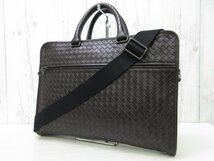 極美品 BOTTEGAVENETA ボッテガヴェネタ イントレチャート ビジネスバッグ ハンドバッグ ショルダー バッグ レザー 茶A4可2WAYメンズ 68556_画像4