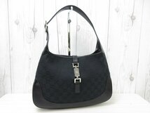 極美品 GUCCI グッチ GGキャンバス ジャッキー ハンドバッグ ショルダーバッグ バッグ キャンバス×レザー 黒 68340_画像2