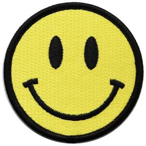 ワッペン スマイルマーク マジックテープ（ベルクロ）着脱式 ミリタリー サバゲー 笑顔のニコちゃん かわいい刺繍パッチの画像1