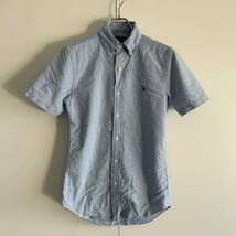 RALPH LAUREN ラルフローレン SLIM FIT オックスフォード ボタンダウンシャツ 半袖 XS ブルー ワンポイント _画像2