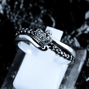  beautiful goods! Justin Davis SRJ487 CIRCULAR CROWN ring 19 number Crown black zirconia 