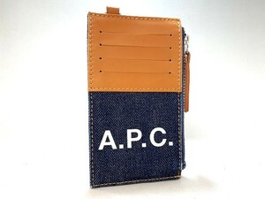 1円～ 中古 訳あり A.P.C. アーペーセー フラグメントケース コインケース カードケース ホルダー ミニ財布 デニム/レザー