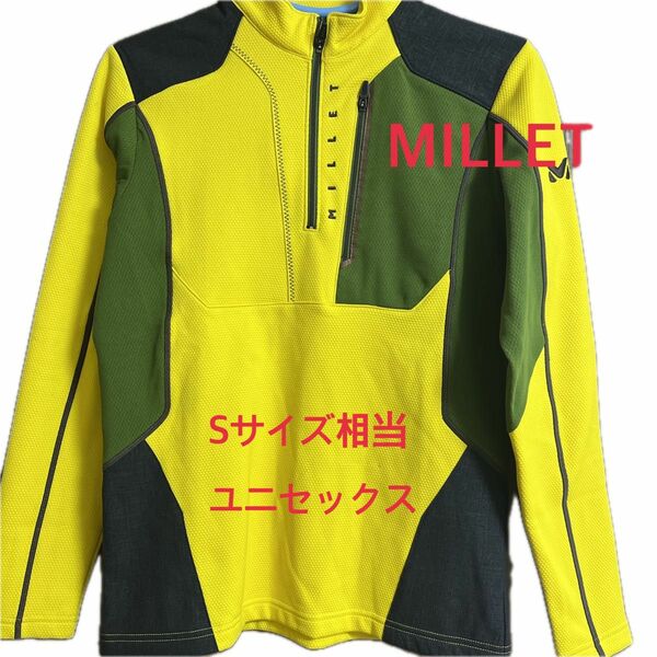 新品未使用品　MILLET ミレー長袖シャツ黄色■サイズ：S ハーフジップ ミレー アウトドア
