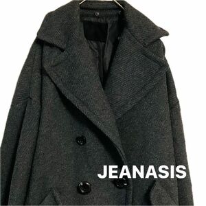 ジーナシス JEANASIS レディース コート 取り外し衿 ベルト付き グレー ウール