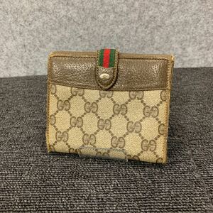 ◎【売り切り】GUCCI オールドグッチ グッチ ヴィンテージ シェリーライン GG ロゴ レザー 二つ折り 財布 ミニ ウォレット ブラウン