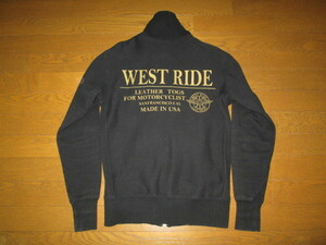 WEST RIDE ウエストライド WESTRIDE フルジップ スウェット ロゴ トレードマーク トレーナー Dポケット 34 ブラック XS S ブルゾン