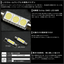 MH23S ワゴンRスティングレー [H20.9～] バニティランプ 2個 T6.3×31mm 3chip SMD LED_画像3